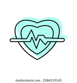 Heartbeat color shadow thinline icon, vector, pixel perfect, illustrator file