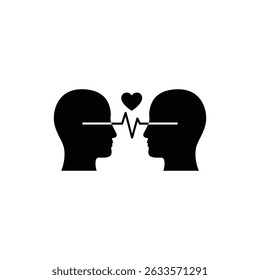 Heartbeat Connecting Two Heads Symbolizing Emotional Connection