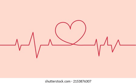 Heartbeat Continuous One Line Drawing Vector Stock Vector (Royalty Free ...