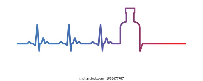 Heartbeat and death from alcohol addiction concept illustration