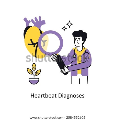 Heartbeat Diagnoses Concept vector illustration.  isolated on white Background. 