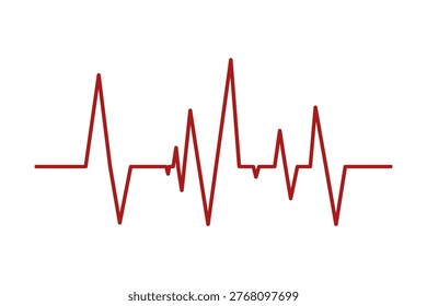 Heartbeat diagram. Part of cardiogram chart isolated on white background. Cardiac rhythm red line. Cardio monitoring sign. Cardiology hospital symbol. Healthcare concept. Vector graphic illustration.