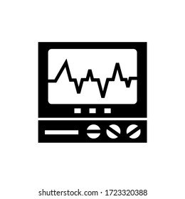 Heartbeat display glyph icon design vector. Medical sign symbol. Editable stroke. Black glyph vector icon.