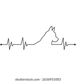 heartbeat dog love vector logo ILLUSTRATION