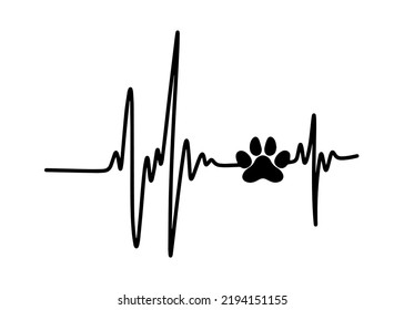 Heartbeat Dog Track in Silhouette Illustrations 