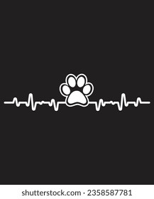 Heartbeat Dog vector art design, eps file. design file for t-shirt. SVG, EPS cuttable design file