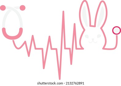 Heartbeat with Easter Bunny and stethoscope for Nurse