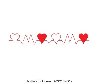 Heartbeat ECG Line with Heart Icon – Love and Medical Pulse Art Design, Vector file