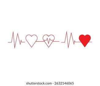 Heartbeat ECG Line with Heart Icon – Love and Medical Pulse Art Design, Vector file