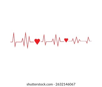 Heartbeat ECG Line with Heart Icon – Love and Medical Pulse Art Design, Vector file