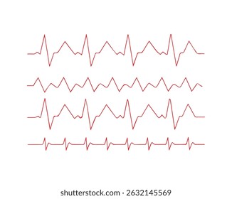 Heartbeat ECG Line with Heart Icons – Love and Medical Pulse Art Design, Vector Fully Editable File.