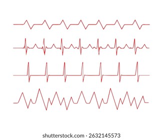 Heartbeat ECG Line with Heart Icons – Love and Medical Pulse Art Design, Vector Fully Editable File.