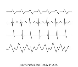 Heartbeat ECG Line with Heart Icons – Love and Medical Pulse Art Design, Vector Fully Editable File.