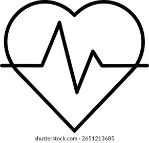 Heartbeat ECG Line Inside Heart Icon Design for Medical and Healthcare Concepts