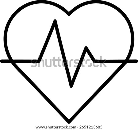 Heartbeat ECG Line Inside Heart Icon Design for Medical and Healthcare Concepts