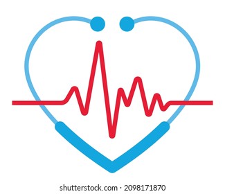 Heartbeat ECG pulse and Stethoscope Logo Icon for Medical Health Apps and Websites