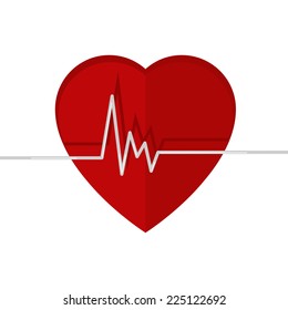 Heartbeat. Echocardiography. Cardiac exam. Form of heart and heartbeat. Isolated on a white background.