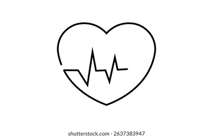 Heartbeat editable outline icon isolated on transparent background. Heartbeat icon, Heartbeat png, vector illustration.	
