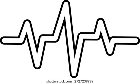 Heartbeat EKG pulse line vector outline illustration. Minimalist medical icon isolated on white. Healthcare and cardiology symbol for wellness apps, clinic signage, and fitness design.