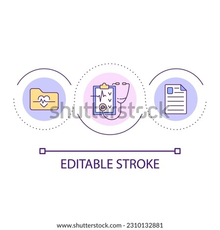 Heartbeat examination loop concept icon. Cardiologist appointment. Medical service for patient abstract idea thin line illustration. Isolated outline drawing. Editable stroke. Arial font used