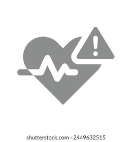 Heartbeat with exclamation problem alert vector. Heart health issue warning icon.