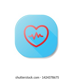 Heartbeat Flat Aqua Vector Icon Design Template