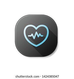 Heartbeat Flat Black Aqua Vector Icon Design Template
