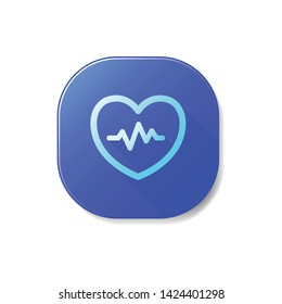 Heartbeat Flat Blue Vector Icon Design Template