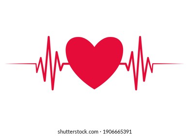 Heartbeat flat vector icon for medical apps and websites isolated on white background.