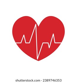 Heartbeat flat vector Heartbeat flat vector icon. Red heart and rhythm.. Red heart and rhythm.