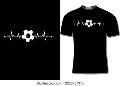 HEARTBEAT FOOTBALL T-SHIRT DESIGN FOR PRINT, POSTER, CARD, MUGS, BAGS, INVITATION, PARTY.