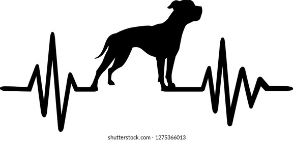 Heartbeat frequency with American Bulldog dog silhouette