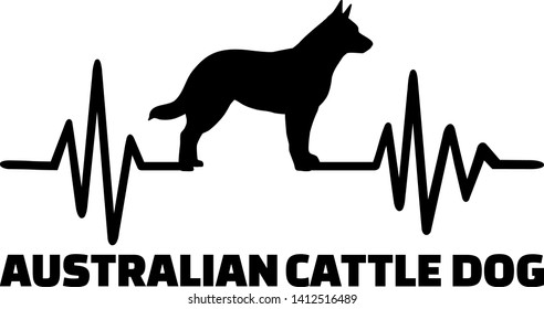 Heartbeat frequency with Australian Cattle Dog dog silhouette