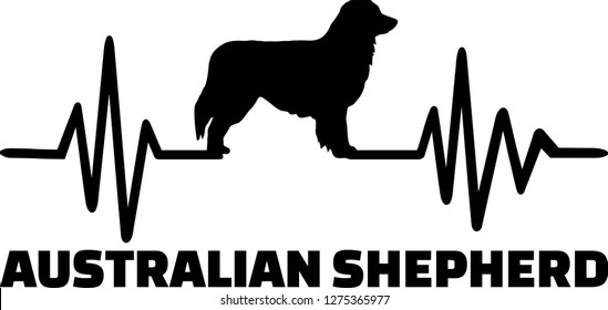 Heartbeat frequency with Australian Shepherd dog silhouette