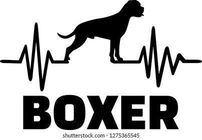 Heartbeat frequency with Boxer dog silhouette