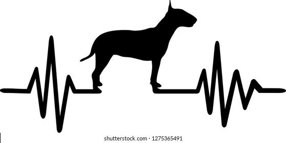 Heartbeat frequency with Bull terrier dog silhouette