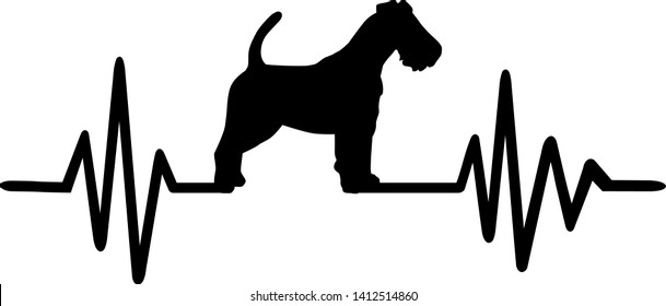 Heartbeat frequency with Fox Terrier dog silhouette