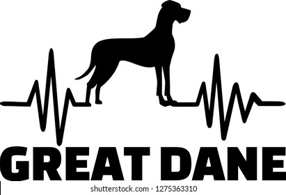 Heartbeat frequency with Great Dane dog silhouette