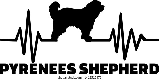 Heartbeat frequency name with Pyrenees Shepherd dog silhouette