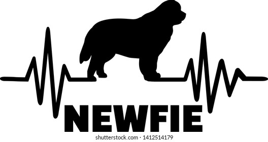 Heartbeat frequency with Newfoundland Newfie silhouette