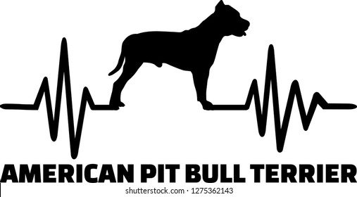 Heartbeat frequency with Pit Bull Terrier dog silhouette