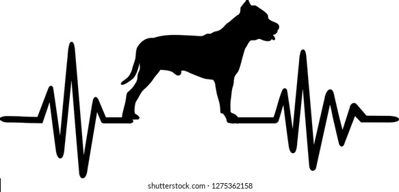 Heartbeat frequency with Pit Bull Terrier dog silhouette