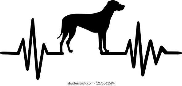 Heartbeat frequency with Rhodesian Ridgeback dog silhouette