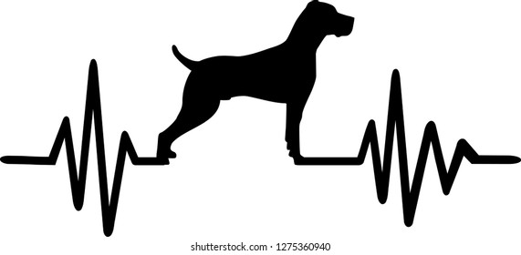 Heartbeat frequency with Weimaraner dog silhouette