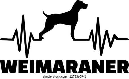 Heartbeat frequency with Weimaraner dog silhouette