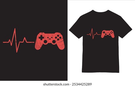 Herzschlag eines Gamers - Red Rhythm Line T-Shirt