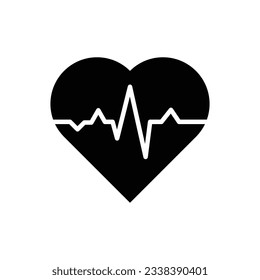 Heartbeat glyph icon design vector. Medical sign symbol. Editable stroke. Black glyph vector icon.