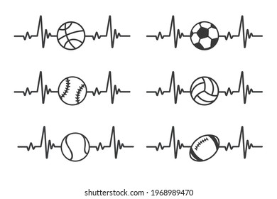 Heartbeat graph. Heart pounding when exercising Healthy sports concept.