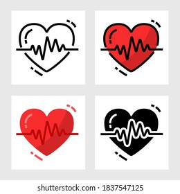 Heartbeat graph icon vector design in filled, thin line, outline and flat style.