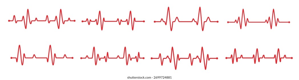 Conjunto de vetores de gráfico de batimento cardíaco Conceito de ajudar pacientes e fazer exercícios para a saúde.